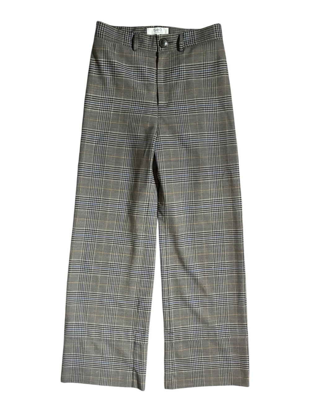 SEA New York Petra Cuffed Tartan Plaid Gray